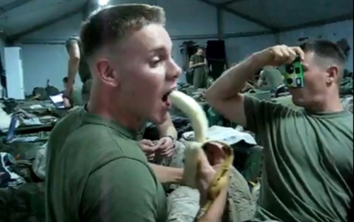 sexysoldiers:  It’s National Banana Split Day!… how do you eat your banana? 