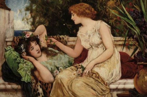 fordarkmornings: Conversation in the garden Oliver Rhys (British-German, 1854-1907) Oil on canvas