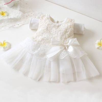 Red and white flower girl dress