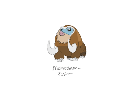 Drew Pokemon With My Left Hand, Mamoswine, Photoshop.