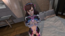 mistress-zoey:Have this random pic I made using D.va. Expect to see more D.va pics from me I guess. Been wanting to spank- ..use D.va in upcoming works. I made this pic when testing her out.