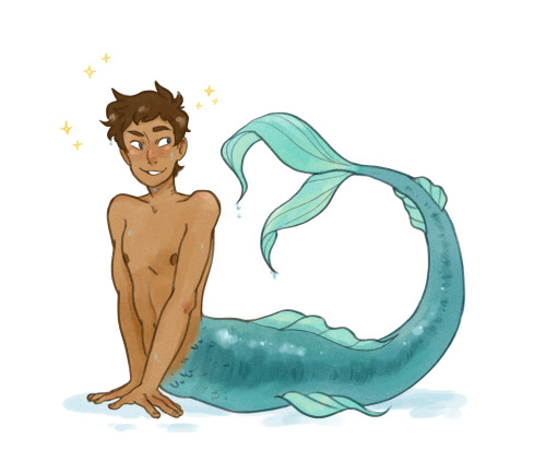 typical-ingrid:I colored one of my merman!Lance sketches 