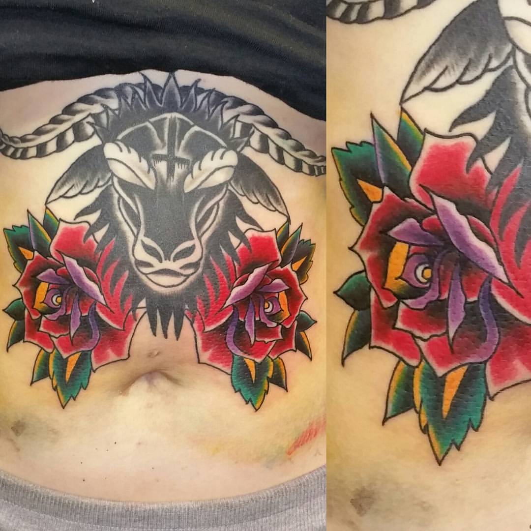 goat head tattoo by Trent Edwards TattooNOW