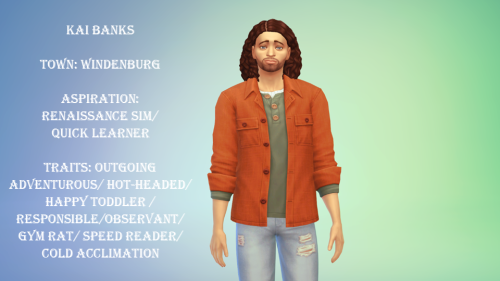 mysimsloveaffair:Kai Banks was raised by his single mother, Peri, who took care of him alone while w