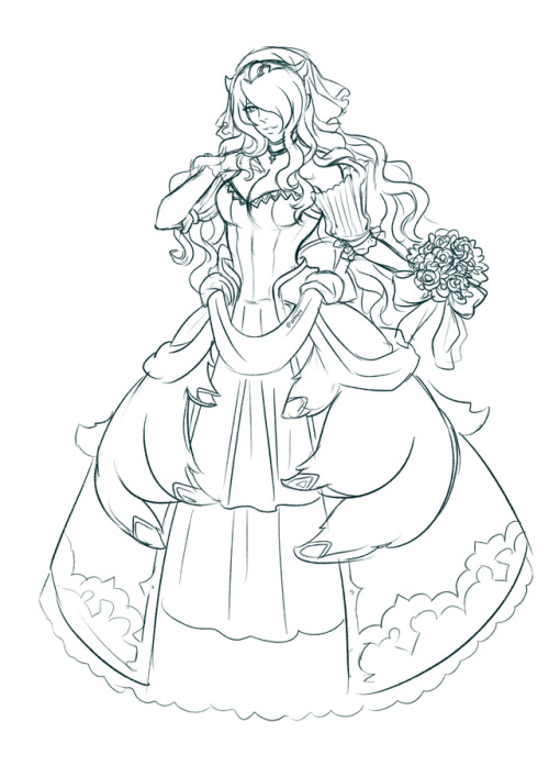 enmoire: Finally done ~~!!!I sketched Camilla in bride outfit, kinda mix and match from the availabl