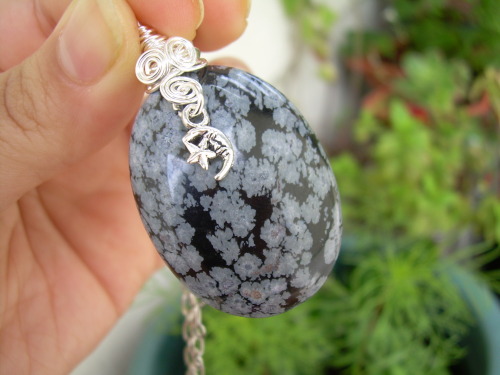 cosmicmoonlightx:Sea Sediment Jasper & Snowflake Obsidian Necklaces available in my Etsy Shop.