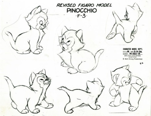 Model sheets for various Pinocchio (1940) characters. No room for Honest John and Gideon (they&rsquo