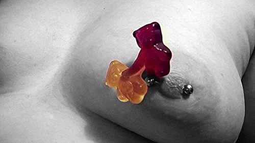 dontlingerinthedoorway: “Don’t let go!!!” Gummy beeeears, bouncing here and there and on my breasts…