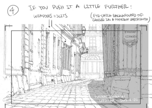 as-warm-as-choco:    How to draw a street that looks good (to me at least!)  by Thomas Romain (Space Dandy, Code Lyoko, Basquash!, E.P. Kiss Dum, Cannon Busters). Another great tutorial !