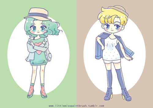 littlemisspaintbrush:Last April, I drew the Sailor Soldiers wearing Kawaii / Harajuku-themed outfits! 。(⌒∇⌒。) Actually, their coordinates were based from me and my friends’ own outfits~ :3 Sailor Moon and Sailor Pluto were based from Reese’s