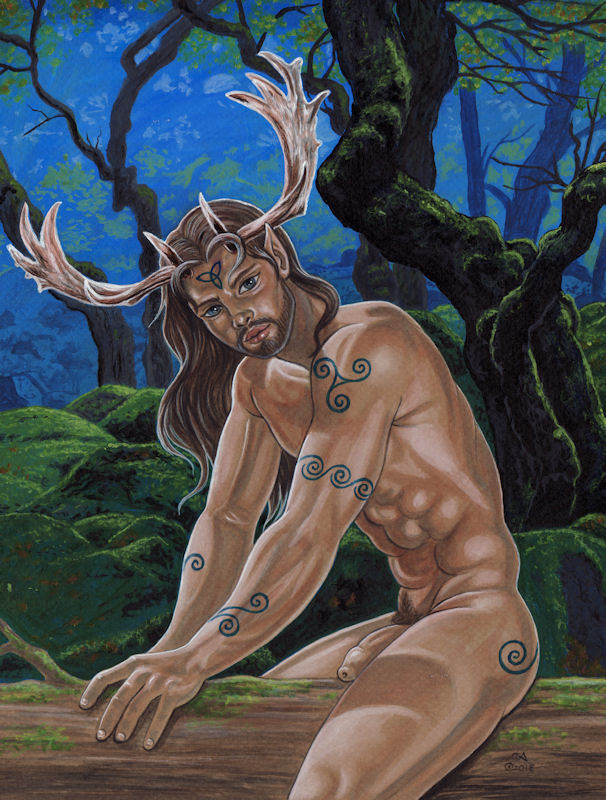 mastertristan:  “Hern in the Greenwood”, 9 ½ x 12 ½, Acrylic, ProWhite and