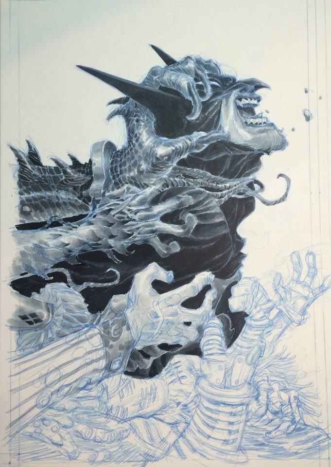 bear1na:  Batman: Arkham Manor #1 variant cover process by Eric Canete *