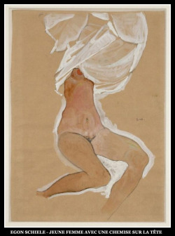 adhemarpo:  Egon Schiele - jeune femme avec une chemise sur la tête