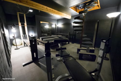 tapedandtortured: I’ve had a few people ask about the playroom - and am happy to show it.  There are 2 rooms, actually, and a walk-in closet that holds a large oak bondage chair.  The pictures above show the upper playroom and closet (wood floors)…