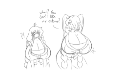 theycallhimcake:  Just a random idea that I powered through while figuring out what to draw… XwX It’s fun when you doodle something out entirely in a short amount of time just to unleash it, regardless of how messy it is. 