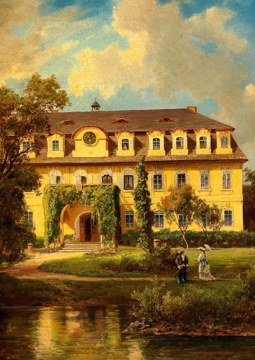 jaded-mandarin:View from a Garden to an Elegant Villa, 1873. Detail.