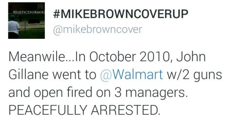 land-of-propaganda:  #JohnCrawford #Ferguson  But it isn’t a race issue right?  (10/25)