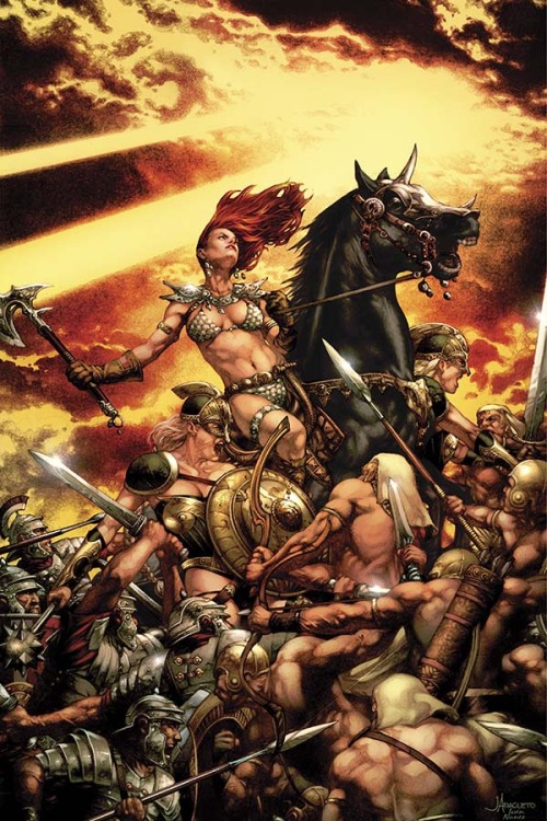 geekynerfherder: Cover art by Jay Anacleto for ‘Red Sonja: Vulture’s Circle’ #4 pu