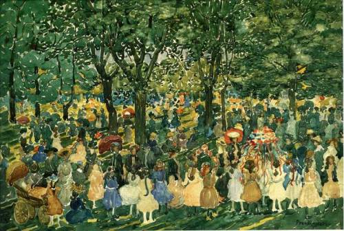 maurice-prendergast: May Day, Central Park, 1903, Maurice PrendergastMedium: watercolor,paper