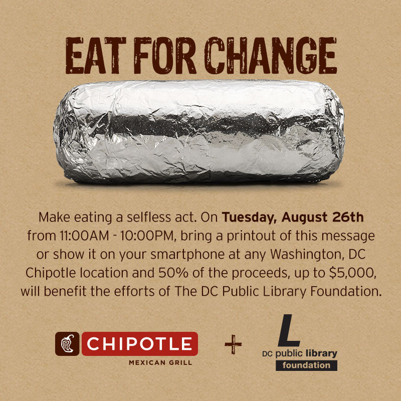 americanlibraryassoc:
“Get some Chipotle noms for a good cause! dcpubliclibrary
”