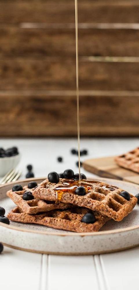 Gingerbread Waffles With Blueberries