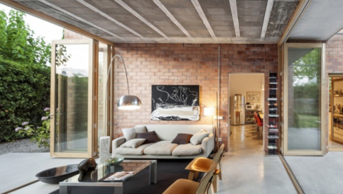 cjwho:  House 1101 by H Arquitectes | via In 2013, architects working at the Spanish agency H Arquitectes has built this family house located in Sant Cugat del Vallès, in Barcelona. The design works on matters, mixing concrete, red brick, old wood with