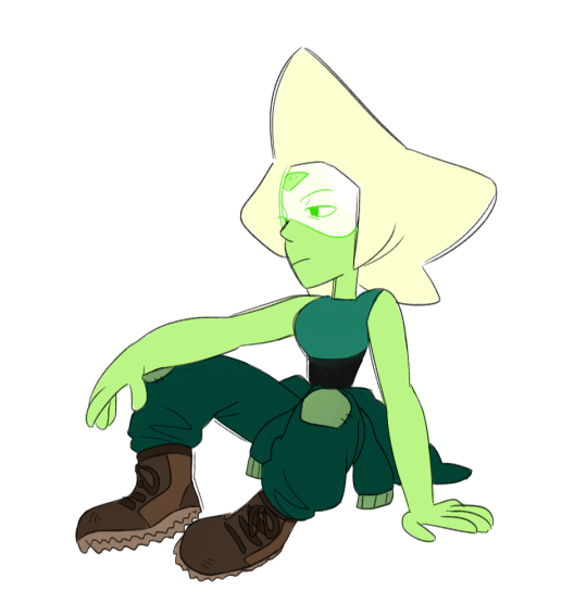 buyakasha:  for some reason i love the idea of Peridot having a jacket or sweater tied around her waste. and boots. i basically want her to look like a little mechanic 