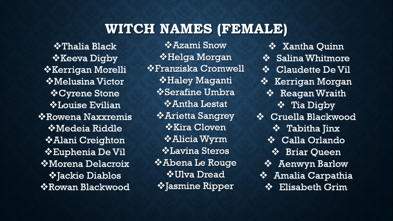 The Writer S Corner Female Witch Names Fantasy Name Generator