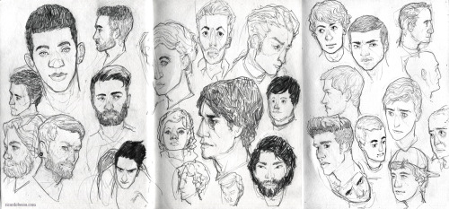 ricardobessa:  I’m done with my current sketchbook  and I filled quite a few pages with faces. Decided to collect some of my favourite spreads here, in no particular order. I’ve posted most of them already - first one is new, though. Seeing all