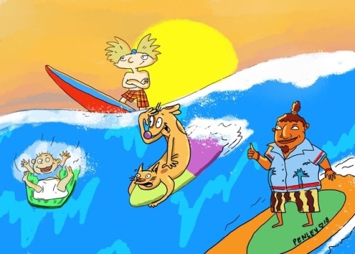 Drew some of my favorite nicktoons surfing with Tito :)