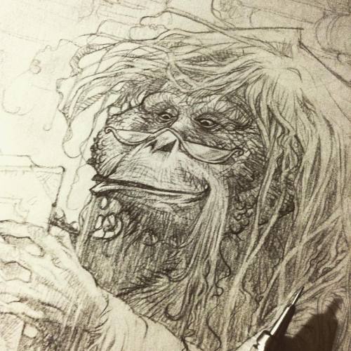 rogercruzhq:The Librarian by Terry Pratchett | #rogercruz #pencil #orangoutan #krux