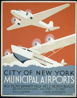 althistories:  A beautiful 1937 poster for New York’s airports, from the Library of Congress’ breathtaking collection of WPA Posters.