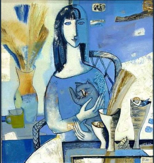 salantami:‘Woman with a Cat’ by Tatyana Gorshunova