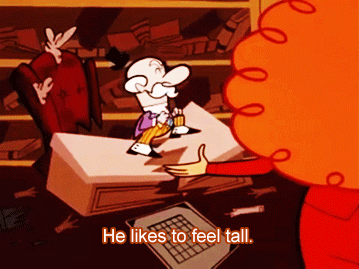Blossom: What is the Mayor doing on the desk?Ms Bellum: He likes to feel tall.