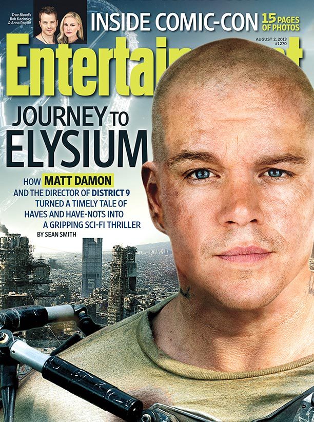 This week in EW: We go inside the making of Elysium, this summer’s most provocative (and political) action film. Here’s a synopsis:
“ The year is 2154 and Earth has become a Third World slum. The wealthy have long since departed, inhabiting an...