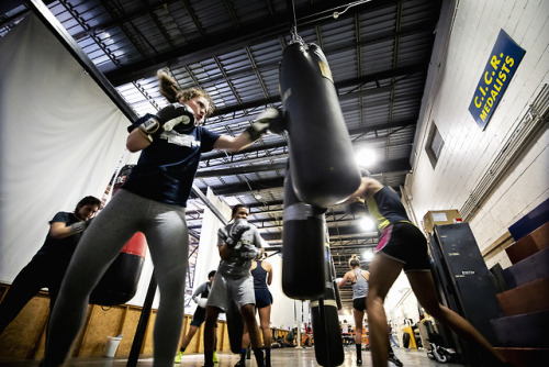 Willa Tobin, CoE First-Year Student, partakes in practice for the University of Michigan Boxing Club