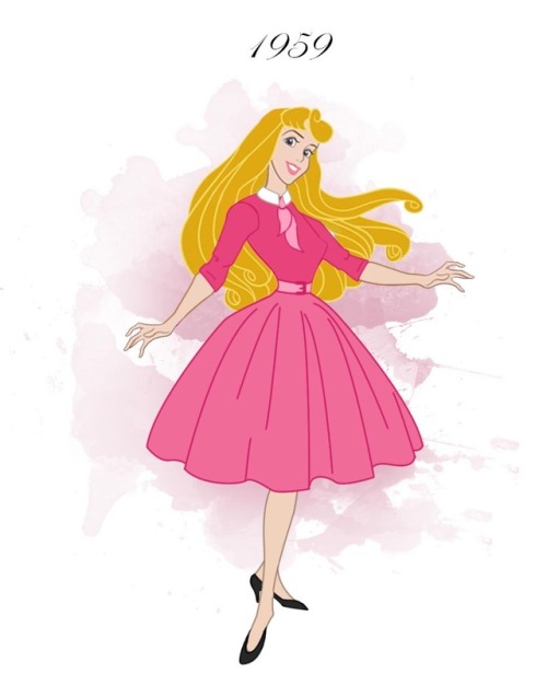 bibbidy-bobbidy-bitch: Disney Princesses and fashion of the year they were released 