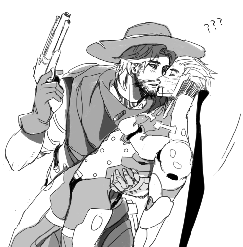 genbooty:  Mccree first time seeing genji with his mask off ;w; 