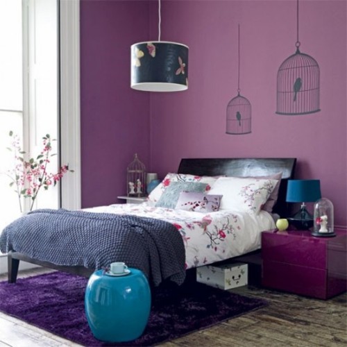 Black white and purple bedroom accents