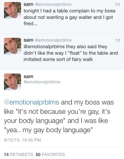 commongayboy:  A server was fired for being