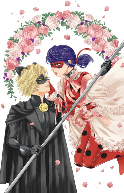 messysketchpad:  “Well well glad to see you at this masquerade too, milady.” My submission for @ladybugzine that involves a lot of shoujo-ness.  I don’t regret a thing. 