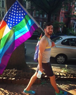 jepaev:So happy with his new flag. #dcpride