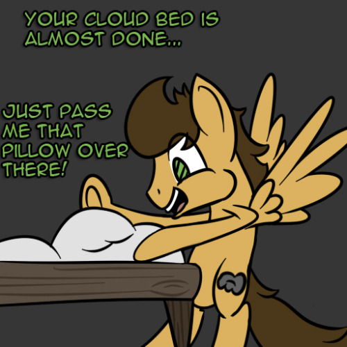 stormsurgeanswers:  “I still have no idea how a pillow gave me a concussion and broke both my wings and my leg.” ft. askincompetentlightningdust  XD! Failure that big has to be a talent… >w<