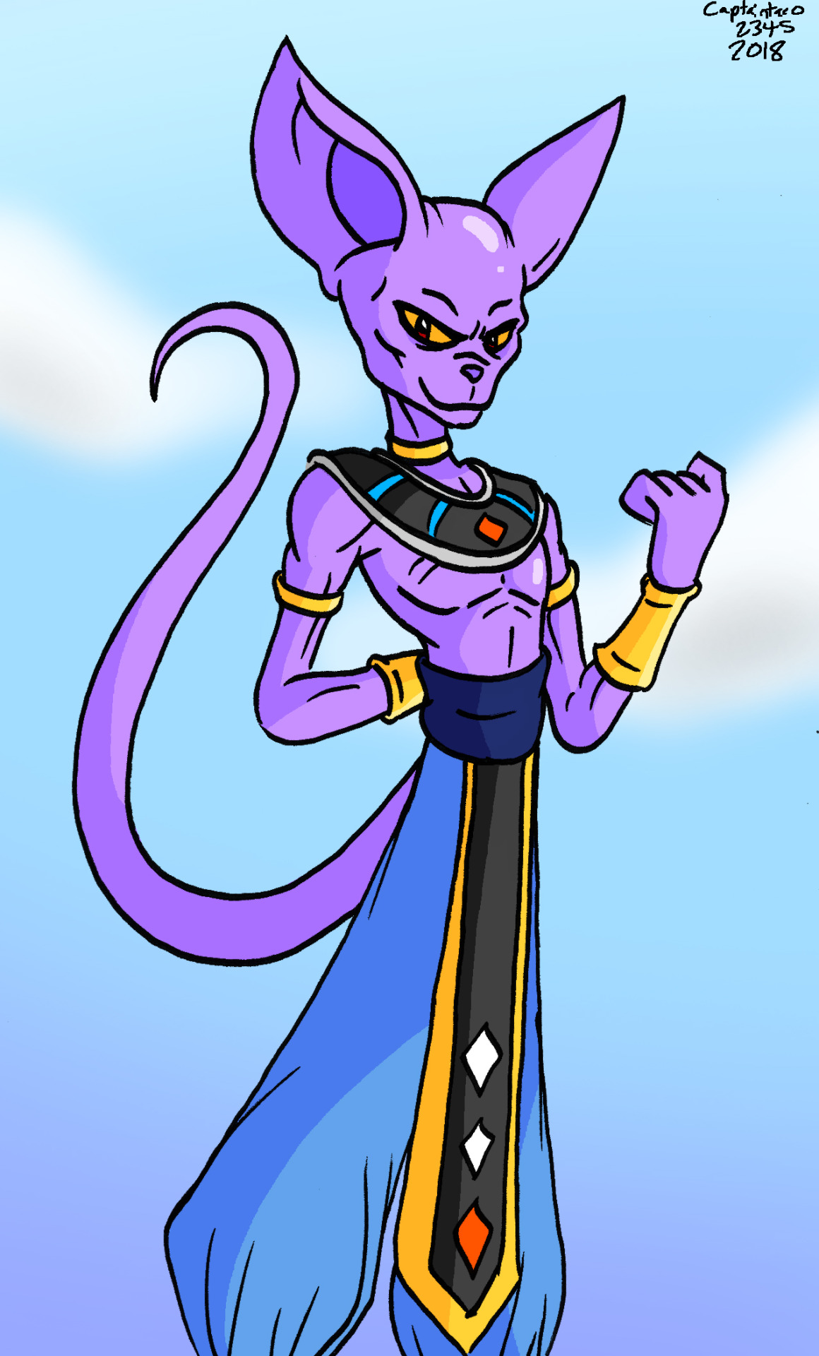 Beerus from Dragonball. I don’t know much about him or modern Dragonball stuff,