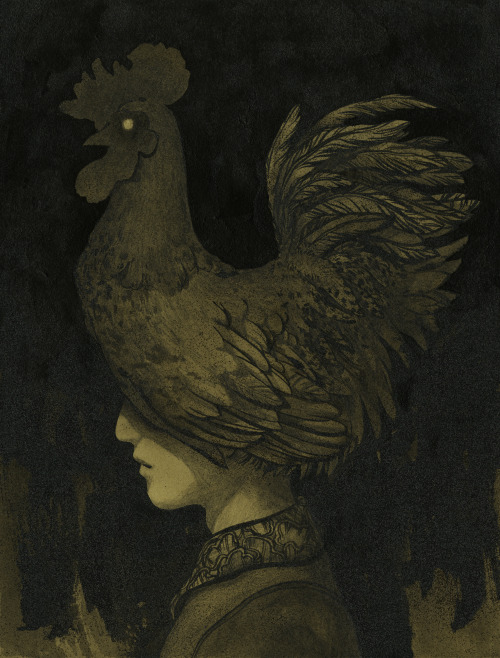 Year of the Rooster by Leonardo Santamaria. Ink and graphite on paper. 8″x10″