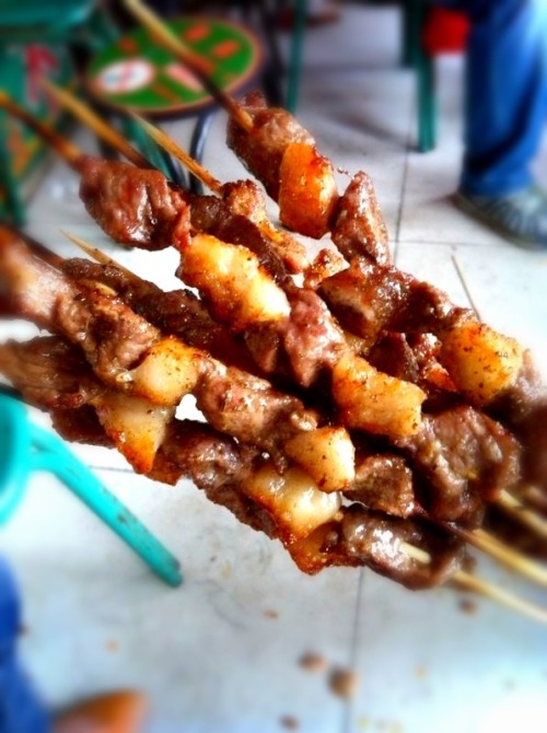 geology-intrusion:  Uighur style Lamb Kebabs! Da Cai Shi, Dalian