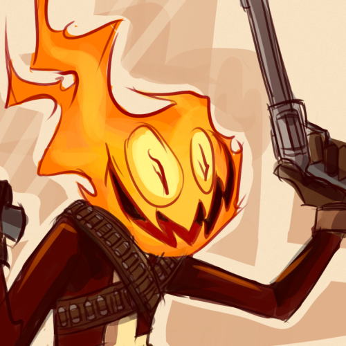 nightmaresyrup:  Work Doodle: Flame Face!I’ve been playing short games lately, because of deadlines. Here we have a fan art of the hot head bandido Flame Face!  He’s a boss from Guacamelee! A fun, short little game by Drinkbox studios. It has the
