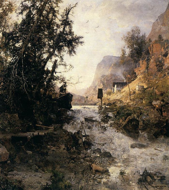 athousandwinds:   Mountain Torrent after the Storm, 1891, oil on canvas by Robert