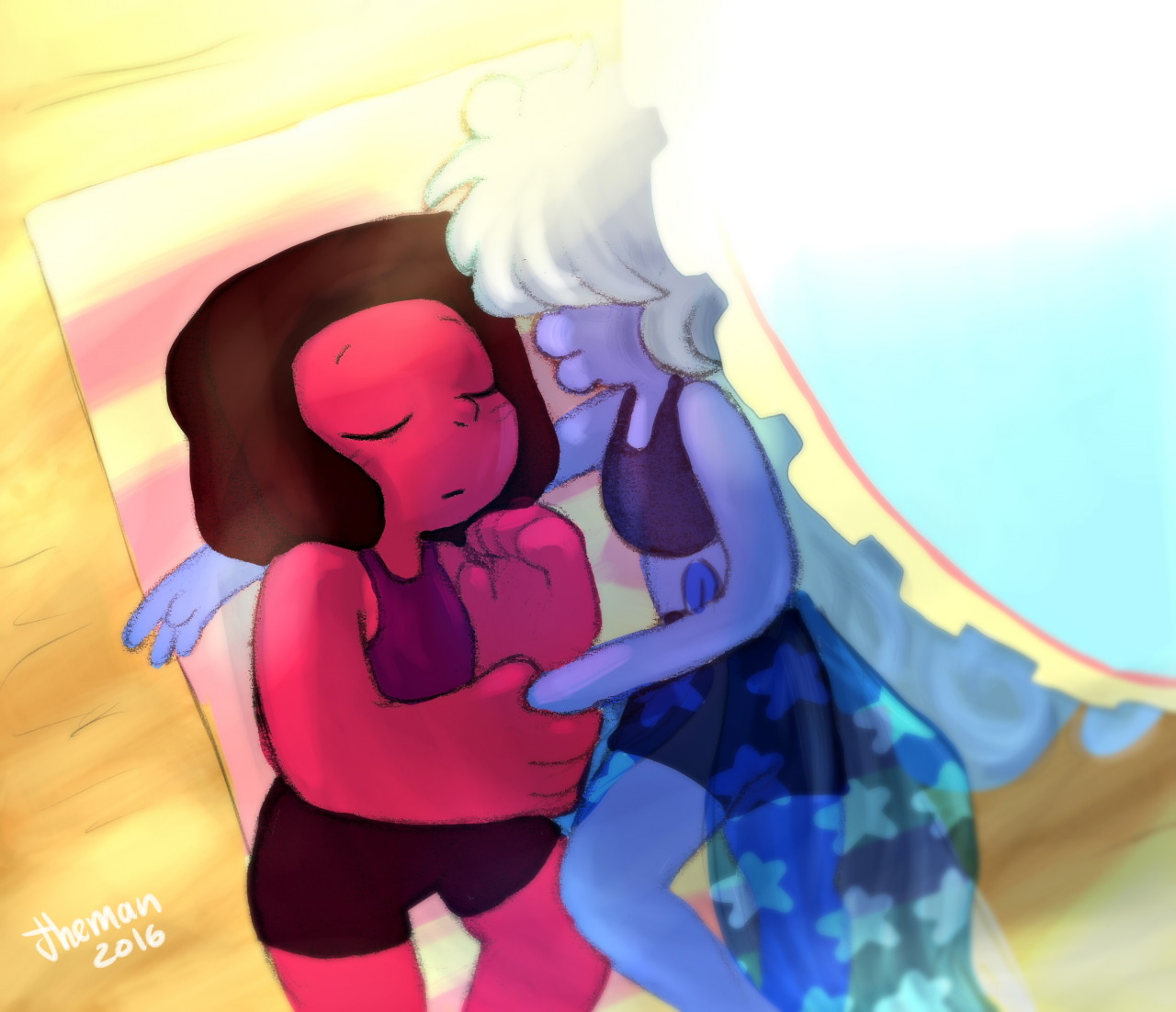 e-jheman:  Art trade with @jen-iii who asked for “ some rly cute ruby and sapphire