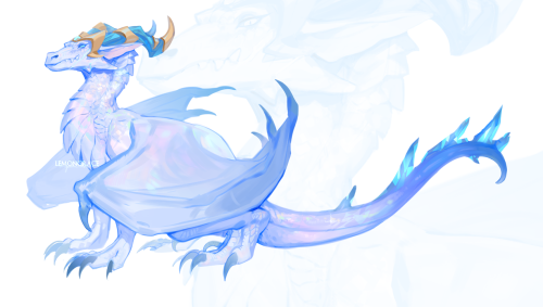 a blue dragon inspired by the snowy zone from Dragonflight’s preview + detail shots 